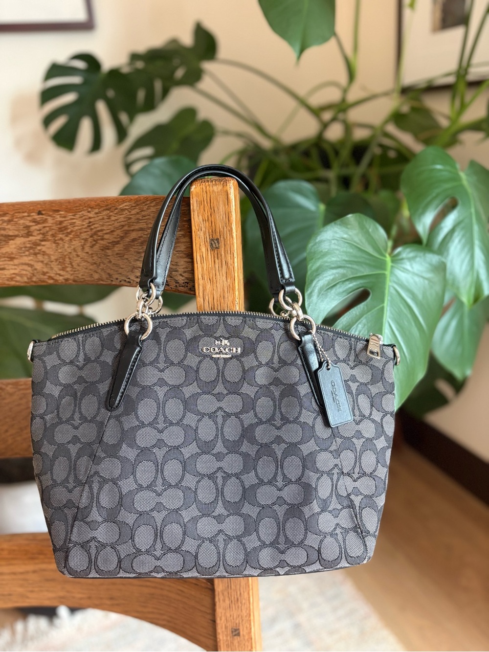 Coach Black Signature Canvas Satchel